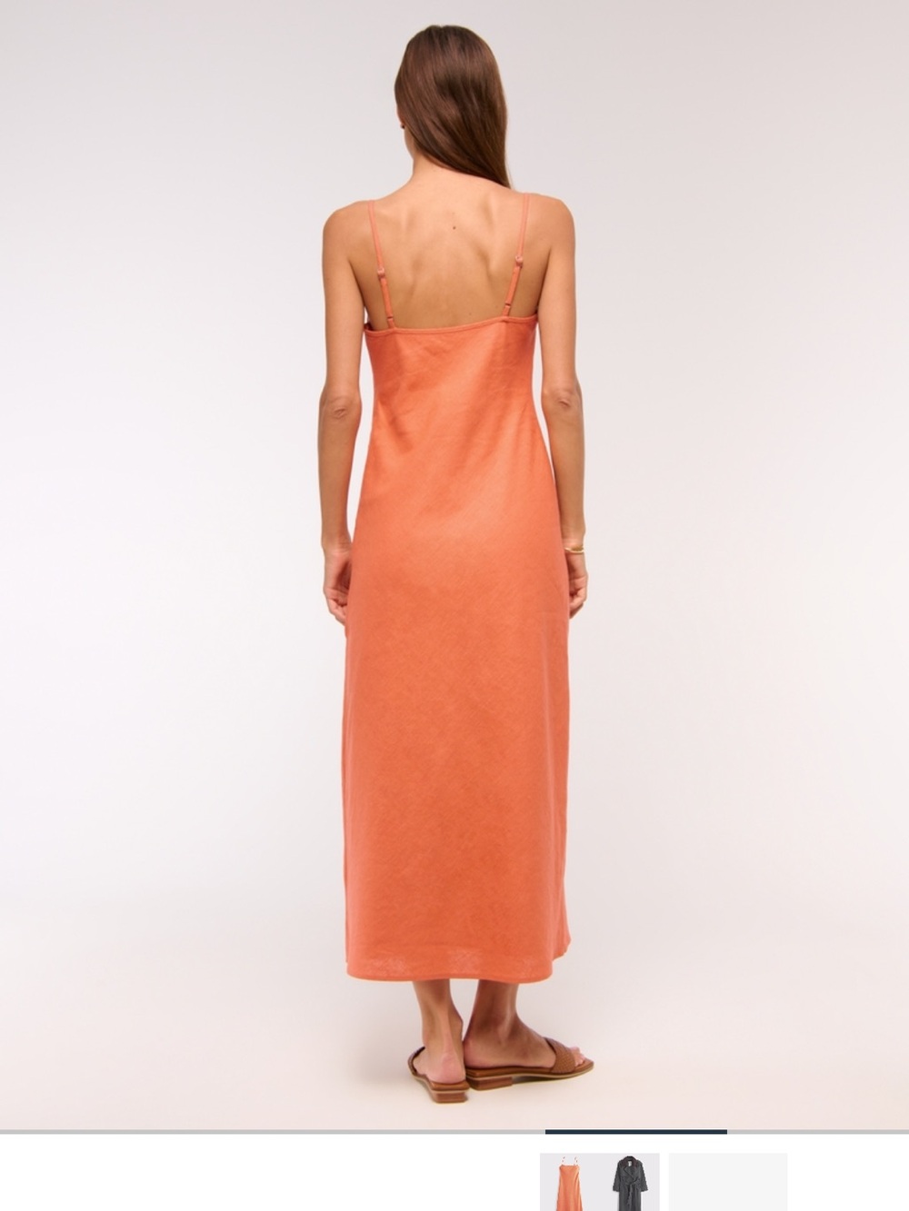 Abercrombie & Fitch Julia Slip Linen-Blend Midi Dress in Orange, small tall - Picture 3 of 4
